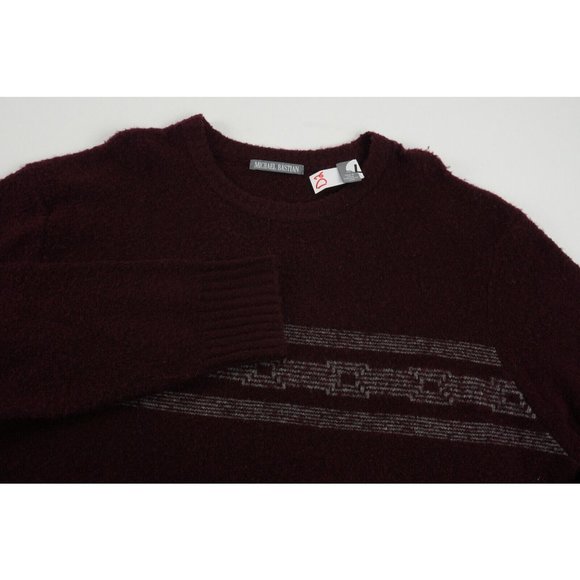 Michael Bastian Mens Large Boucle Knit Beetroot Purple Wool Light Weight Sweater - Picture 1 of 9